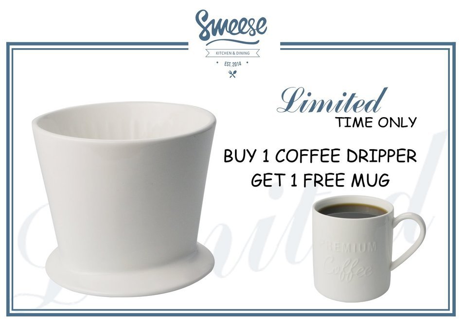 Pour Over Coffee Dripper - with Bonus Porcelain Mug, Black - by Sweese N8