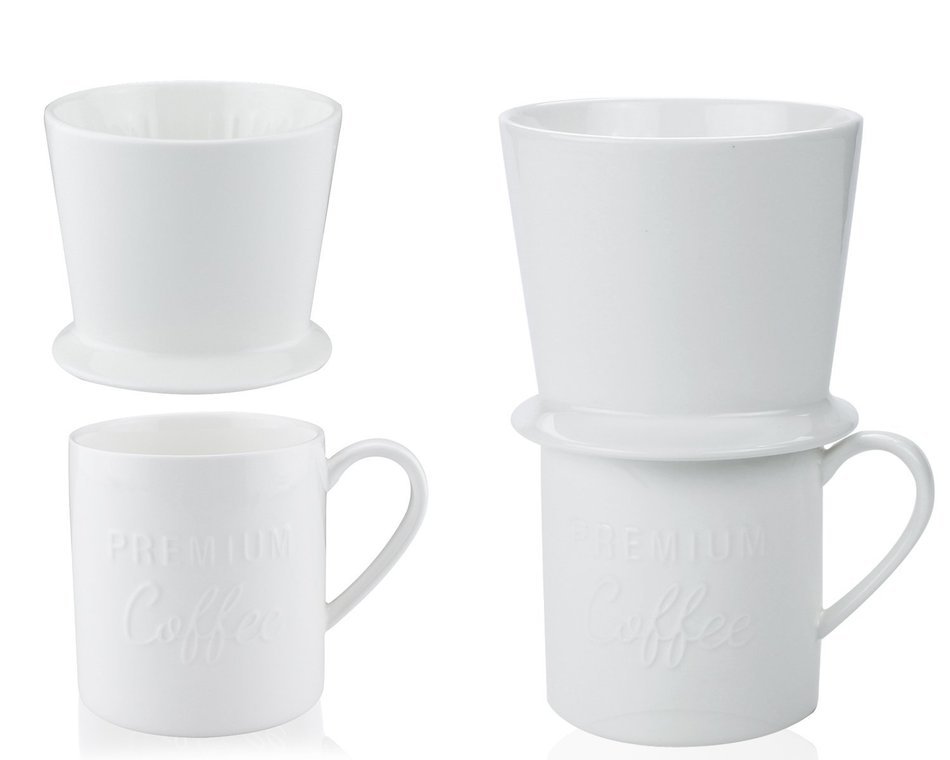 Pour Over Coffee Dripper - with Bonus Porcelain Mug, Black - by Sweese N10