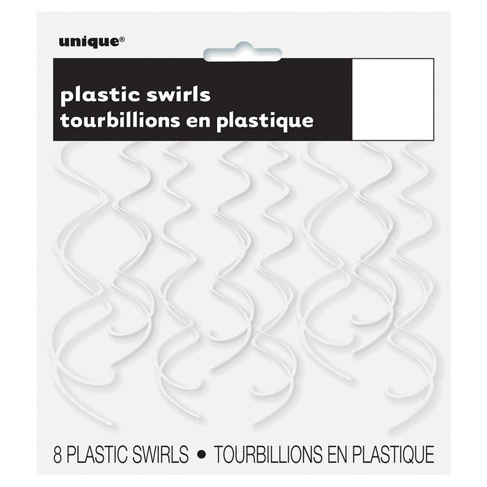 Plastic Hanging Swirl Decorations, 26", Light Blue, 8 Count N4