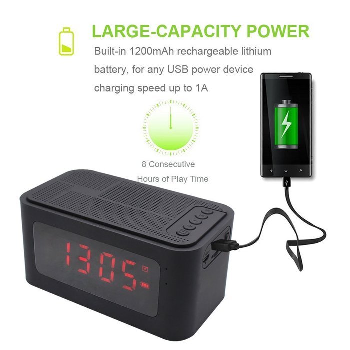 Portable Alarm Clock Radio Bluetooth Speaker with Stereo Bass, LCD Display, FM Radio, TF Card,Built-in Mic for...