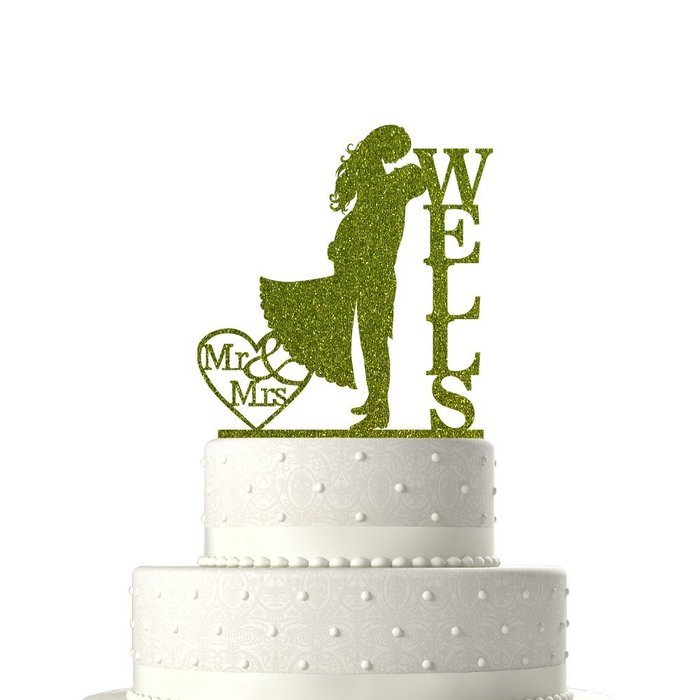 Sugar Yeti Made In USA Personalized Wedding Cake Topper Love Groom Kissing Bride #15 Gold Mirror N5
