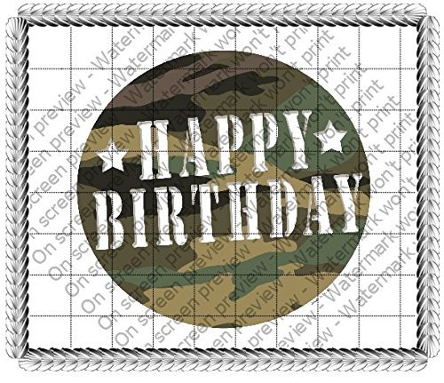 1/4 Sheet - Military Camo Happy Birthday - Edible Cake/Cupcake Party Topper!!!