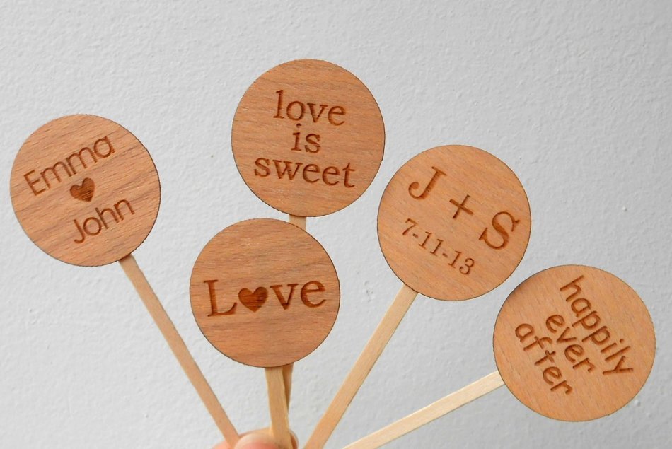 Wedding Cupcake Toppers - Wedding, Bridal Shower, Reception Cupcake Picks - Personalized Cupcake Toppers - Choose...