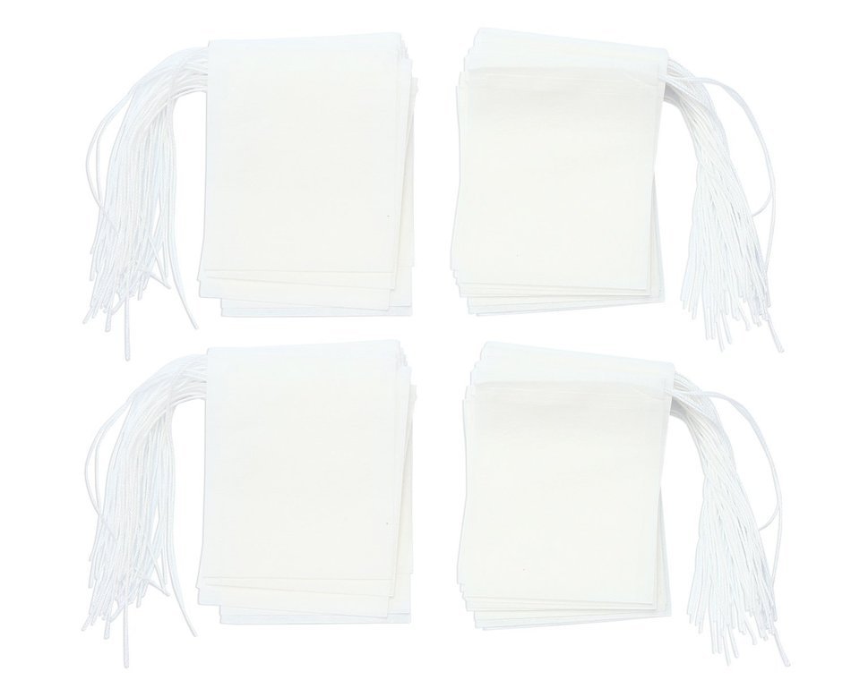 Leegoal (TM) Disposable Drawstring Seal Filter Empty Paper Tea Bags (White,M Size,Set of 100) N10