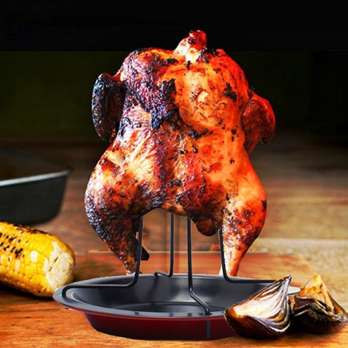 [1Pcs] Stainless Steel Roasting Tray used for BBQ, Grilling Chicken N6
