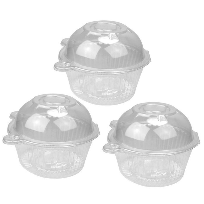 Disposable 50 Clear Plastic Single Cup Cake Muffin Case Pods Boxes Holder New N4