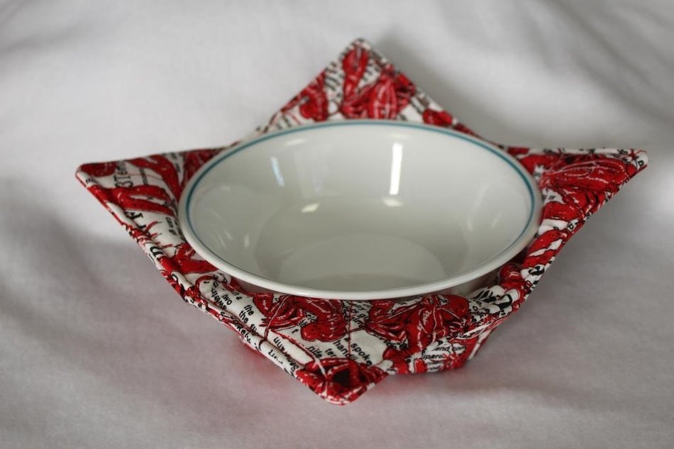 Microwave Bowl Cozy Bowl Potholder Reversible Lobster N3
