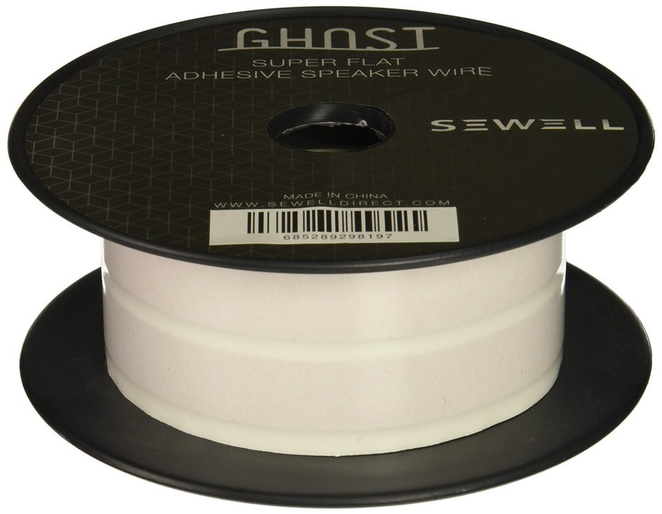 Sewell Ghost Wire, Super Flat Adhesive Speaker Wire, 16 Awg, 2 Conductor, 50 Ft. Spool, White N8