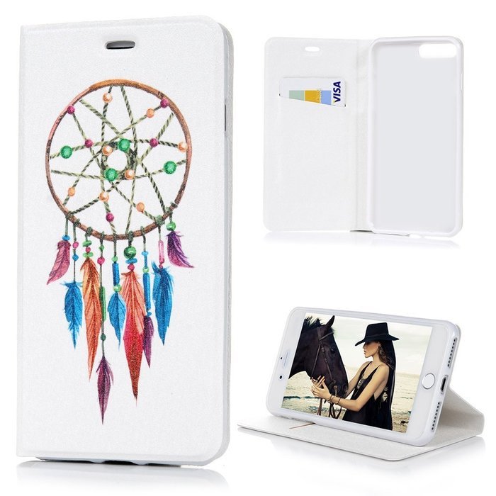 iPhone 7 Plus Case (5.5 inch) - Book Style Flip Stand Silk Pattern Wallet Case Magnetic Smart Closure PU Leather... N13
