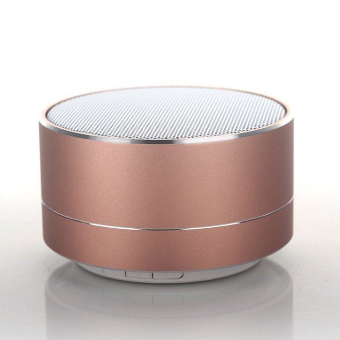 Generic Aluminum Wireless Bluetooth Speaker Calls Handsfree TF Card Music Bass Subwoofer Stereo Speaker Rose-Gold
