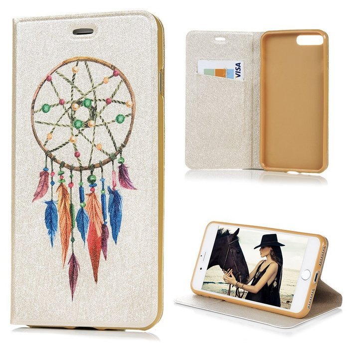 iPhone 7 Plus Case (5.5 inch) - Book Style Flip Stand Silk Pattern Wallet Case Magnetic Smart Closure PU Leather... N14