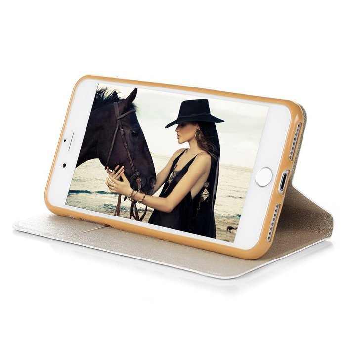iPhone 7 Plus Case (5.5 inch) - Book Style Flip Stand Silk Pattern Wallet Case Magnetic Smart Closure PU Leather... N15