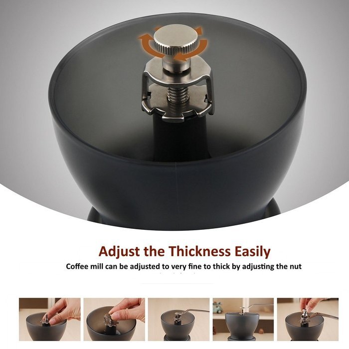 Manual Burr Coffee Grinder for Bean and Spices, Adjustable Hand Crank Mill for Espresso, French Press N2