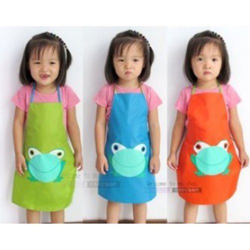 Kids Waterproof Aprons,Cartoon Frog Pattern Aprons,Let Clothes Clean