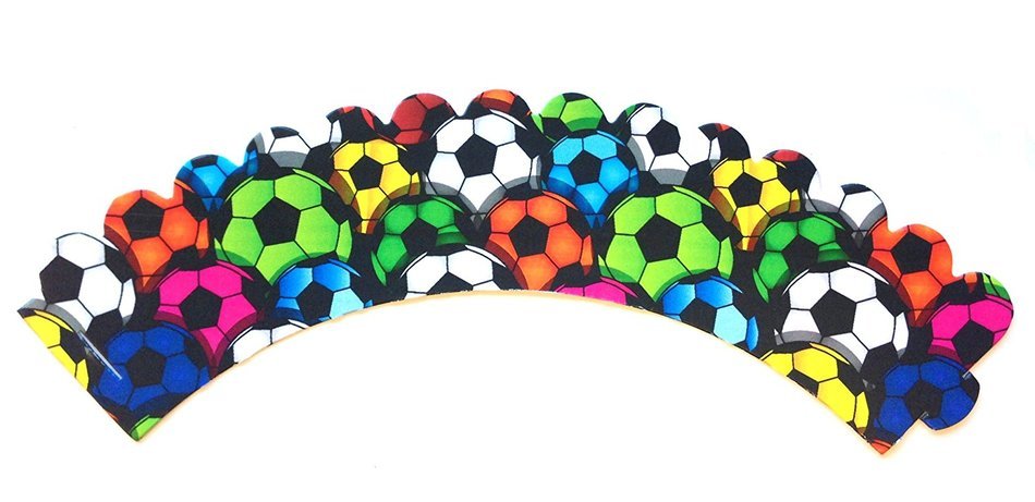 Colorful Soccer Balls Cupcake Wrappers, Standard Size 24ct