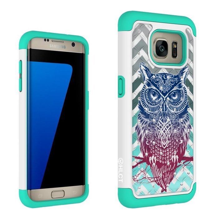 Galaxy S7 Edge Case, HLCT Rugged Shock Proof Dual-Layer Case for Samsung Galaxy S7 Edge (2016) (Green White A) N10