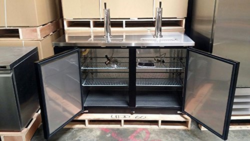 60" Dual Tap Keg Beer Can Bottle Dispenser Refrigerator Stainless Steel Top UDD-24-60, Kegerator Fridge