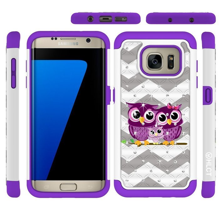 Galaxy S7 Edge Case, HLCT Rugged Shock Proof Dual-Layer Case for Samsung Galaxy S7 Edge (2016) (Green White A) N11