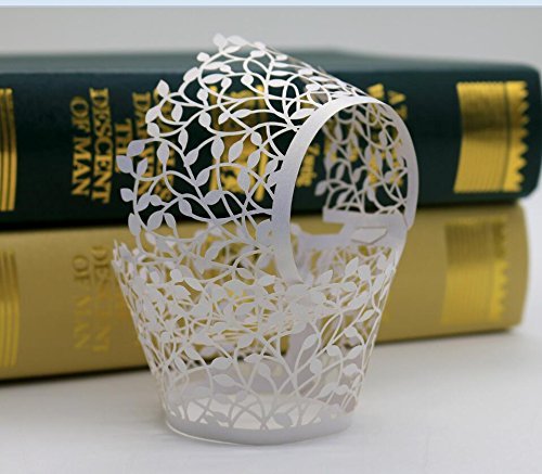 Cupcake Wrappers White Shimmering Decorative Vine Lace Liner for Weddings Party Birthday or any Special Event... N2