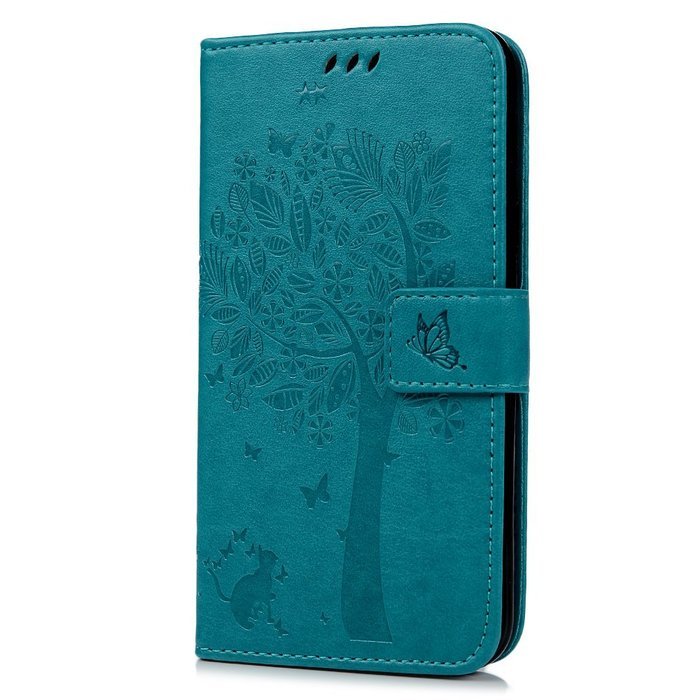 J7 Case,Samsung Galaxy J7 Case (2015 Version) - Wallet Embossed Butterflies Tree Premuim PU Leather Soft TPU Inner...