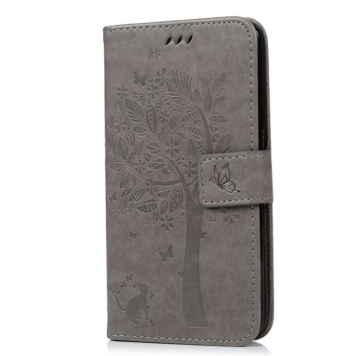 J7 Case,Samsung Galaxy J7 Case (2015 Version) - Wallet Embossed Butterflies Tree Premuim PU Leather Soft TPU Inner... N3