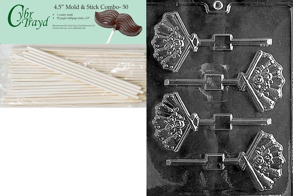 Cybrtrayd W030 Fan Lolly Wedding Chocolate Candy Mold N3