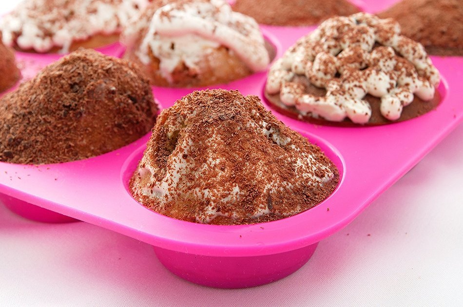 Silicone Muffin & Cupcake Pan - 12 Cups Pink Mold & Baking Tray- Reusable, Non-Stick Bakeware - Heat Resistant...