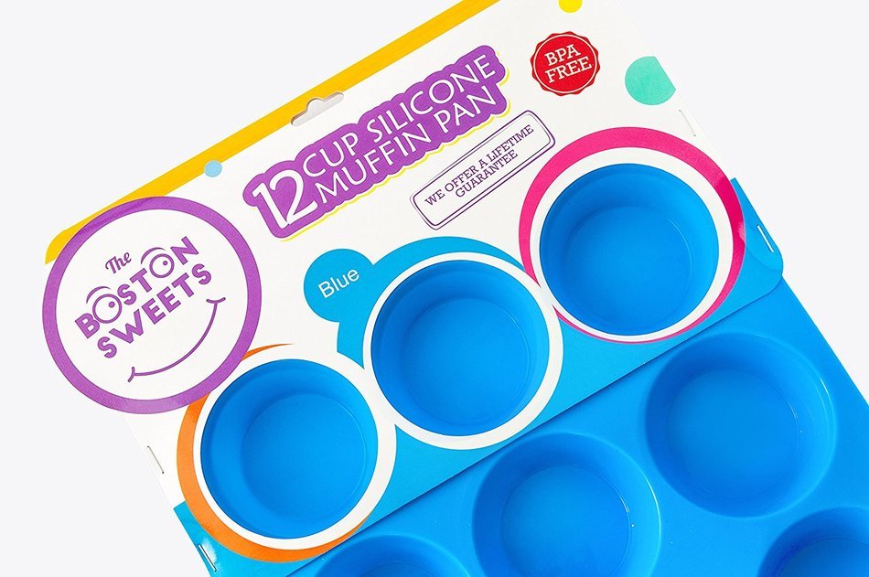 Silicone Muffin & Cupcake Pan - 12 Cups Pink Mold & Baking Tray- Reusable, Non-Stick Bakeware - Heat Resistant... N2