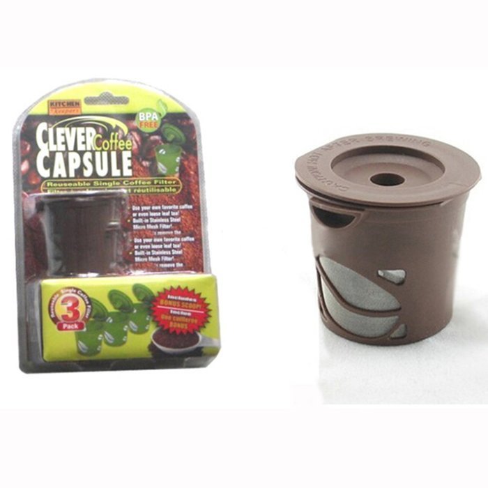 Practical 3 Clever Coffee Capsule Reusable Filter + Scoop for Keurig Brewing System N2
