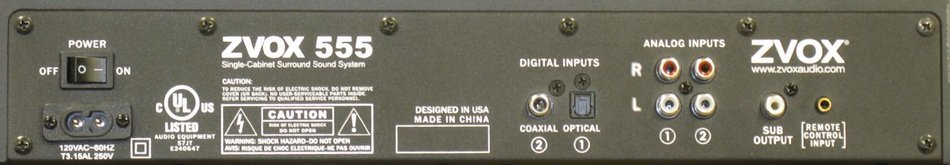 ZVOX 555 Low-Profile Single-Cabinet Surround Sound System with Optical and Coaxial Digital Inputs N3