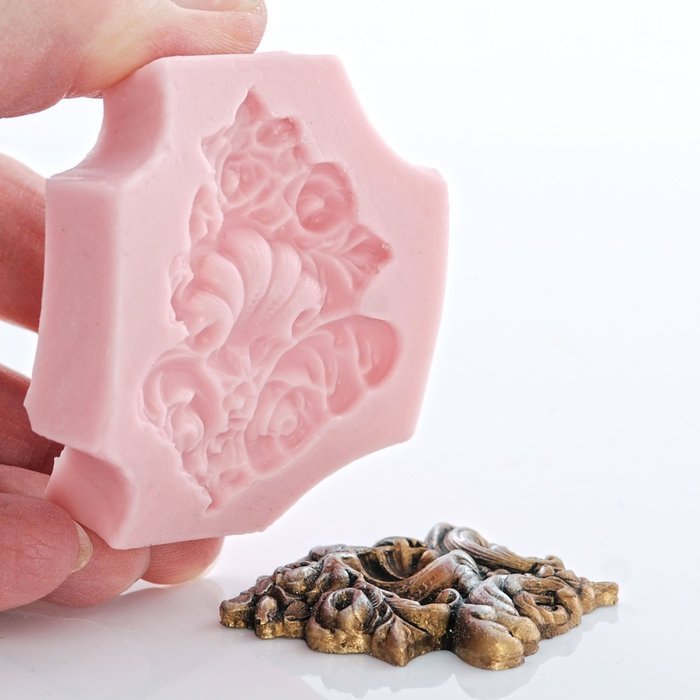 Medallion Scroll Work Silicone Mold Food Safe Fondant, Chocolate, Candy, Cream Cheese Mint, Resin, Polymer Clay... N4