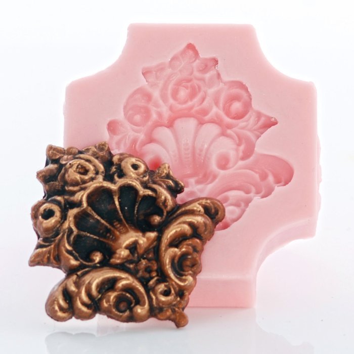Medallion Scroll Work Silicone Mold Food Safe Fondant, Chocolate, Candy, Cream Cheese Mint, Resin, Polymer Clay... N5