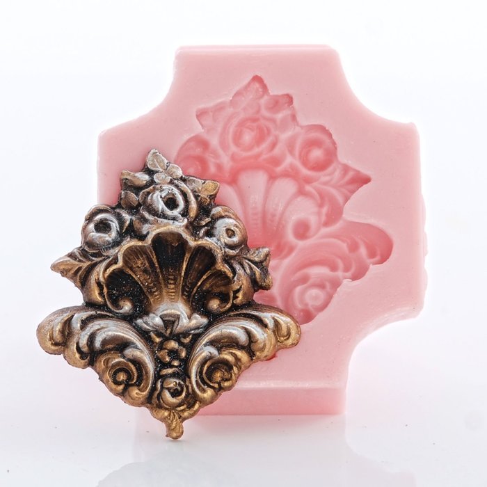 Medallion Scroll Work Silicone Mold Food Safe Fondant, Chocolate, Candy, Cream Cheese Mint, Resin, Polymer Clay... N6