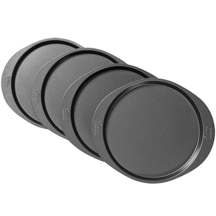 Wilton Easy Layers 4-Piece 8" Round Non-Stick Cake Pans Set w/ Tasty Recipes
