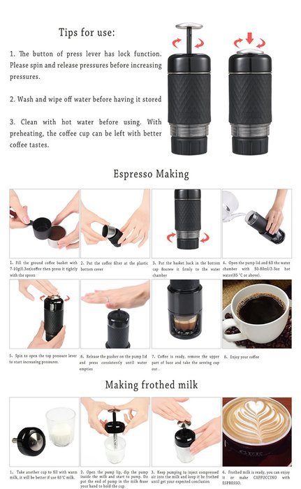 Staresso Coffee Maker with Espresso, Cappuccino, Quick Cold Brew All in One (SP-200 Black) N16