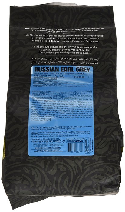 Metropolitan Tea 200 Count Pyramid Shaped Teabags, Russian Earl Grey N4