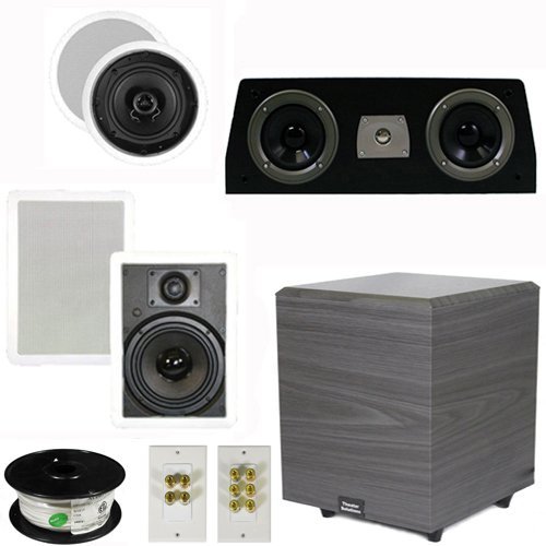 Theater Solutions 5.1 Home Theater 4 Speakers Set with Center 10" Powered Sub and More TS5C6WC51SET4