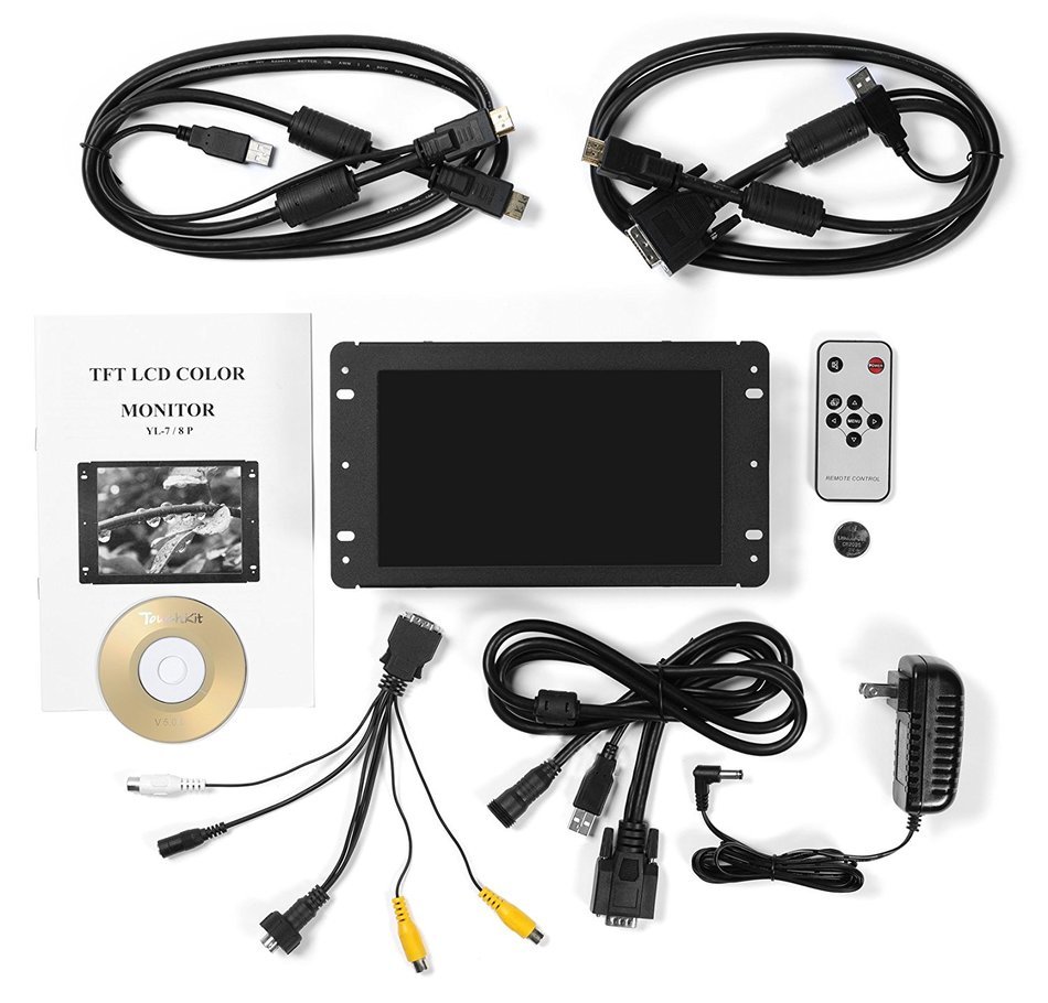 CarNetix 8" SKD 16:9 Open Metal Frame Touch Screen Monitor DVI HDMI
