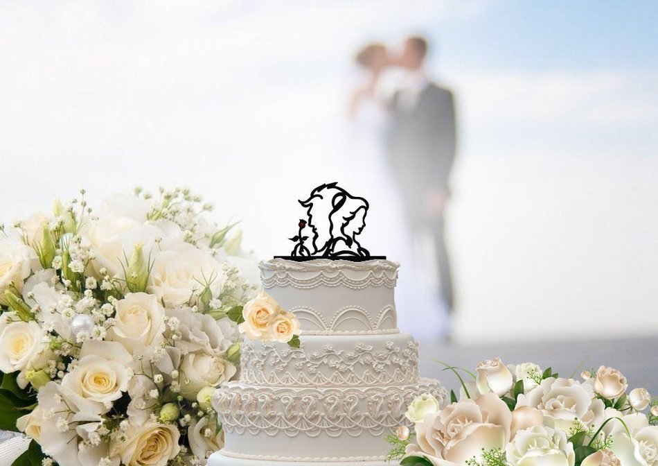 Beauty and the Beast Inspired Wedding Cake Topper