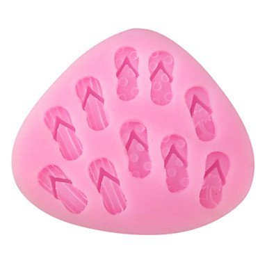 Sher Ten Slippers Baking Fondant Cake Choclate Candy Mold,L8.5cmW7.3cmH1cm N2