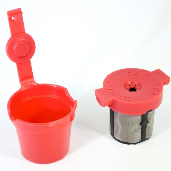 Ez Way Pod Refillable Filter, K-cup, Filter for Keurig, Reusable Keurig Brewer. 1-count (Red) N5