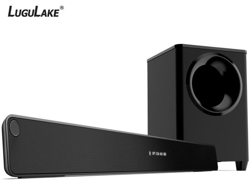 LuguLake Bluetooth Sound bar Speaker System with Subwoofer, LED Light, FM Radio, USB Reader supports MP3/WMA Dual... N3