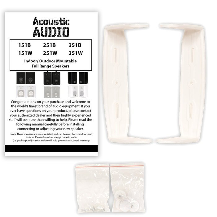 Acoustic Audio AA351W Indoor Outdoor 2 Way Speakers 2000 Watt White 4 Pair Pack AA351W-4Pr N3