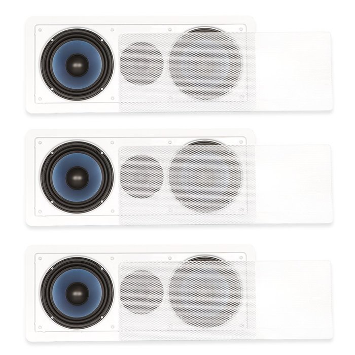 Blue Octave RLCR6 In Wall 6.5" Dual Woofer 3 Way Speakers 840 Watts New 3 Speaker Set RLCR6-3S