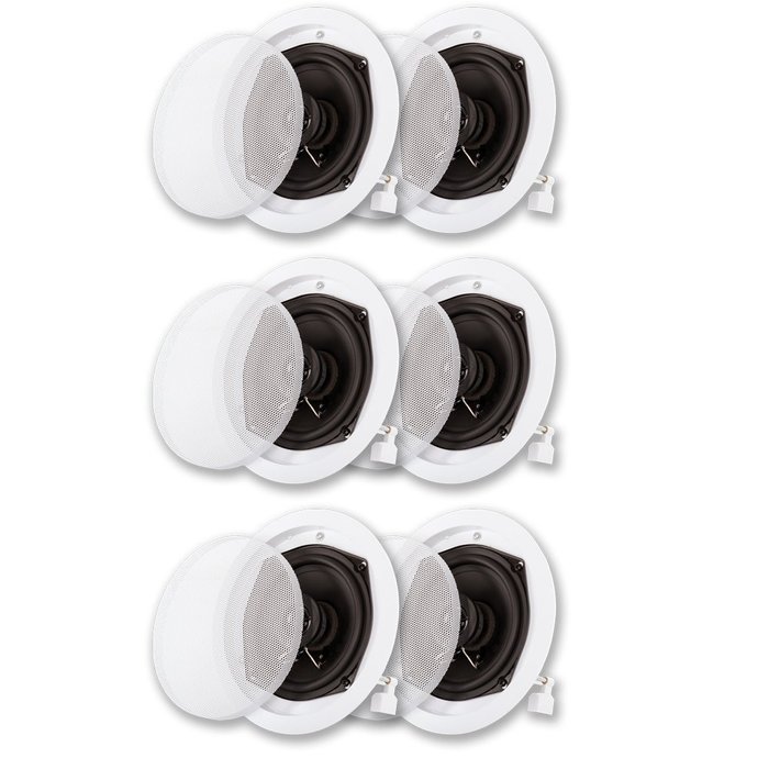 Acoustic Audio R191 In Ceiling / In Wall Speaker 3 Pair Pack 2 Way Home Theater 1200 Watt R191-3PR