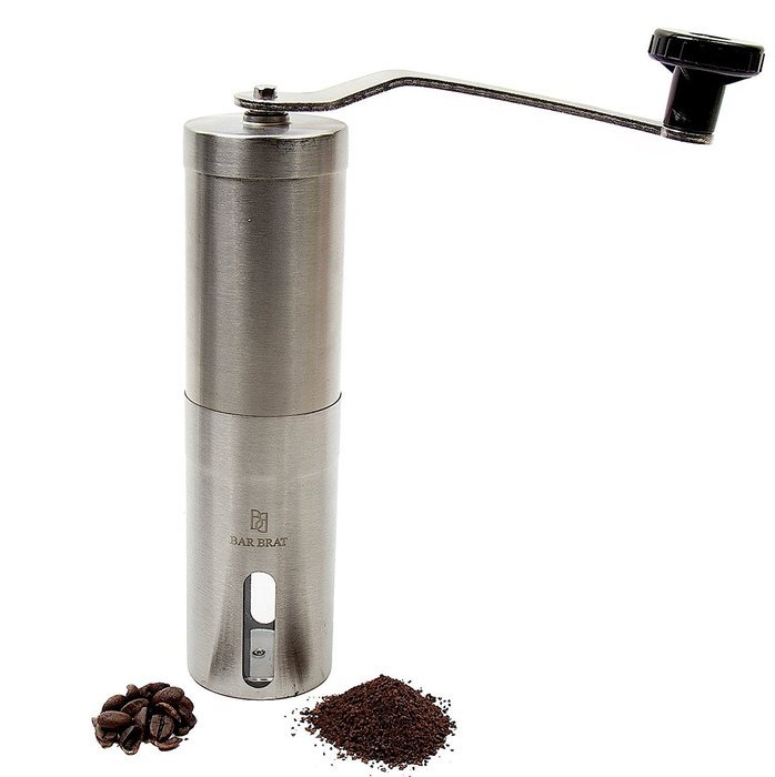 Premium Hand Manual Coffee Grinder Maker + Coffee Scoop / Bonus Travel Bag, Coffee Spoon & Cleaning Brush N4