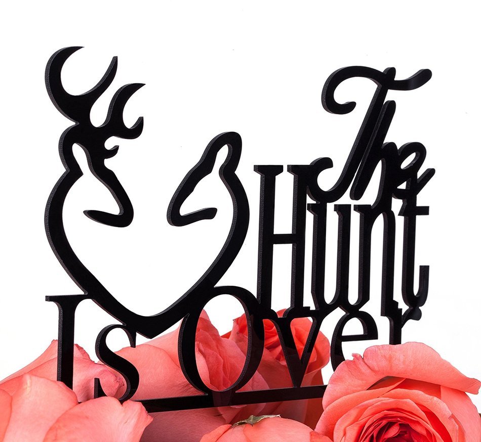 LOVENJOY Gift Box Pack Deer The Hunt is Over Acrylic Wedding Cake Toppers N2