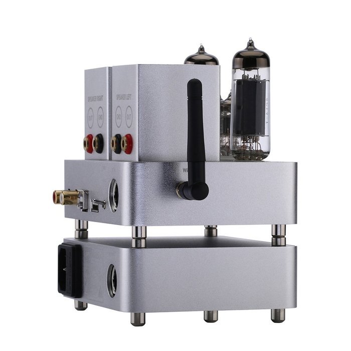 Gemtune APPJ PA1601A wiFI 6P14+6J1 tube amplifier,AUX/Smart Phone/SD Card/PC/Flash Disk Input (Silver) N2