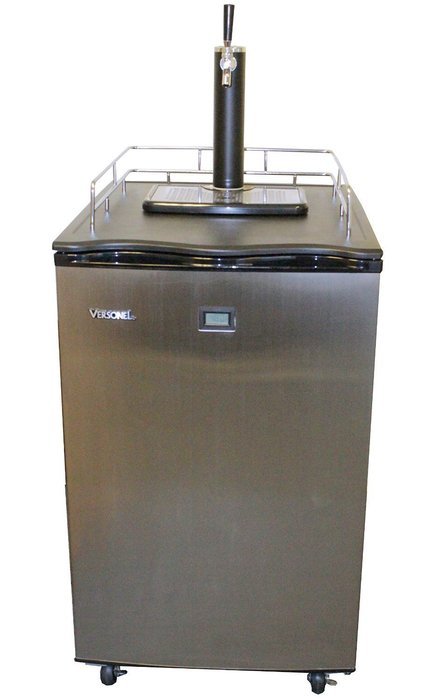 Versonel VSL155TDSS Freestanding Full Keg Kegerator Beer Fridge Dispenser LCD Temp, Black/Stainless Steel