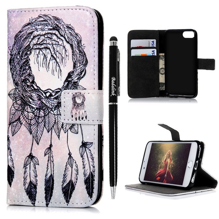 iPhone 7 Case (4.7 inch) - Wallet Folio Flip Premuim PU Leather Case Colorful Print Design with Stand Magnetic... N57
